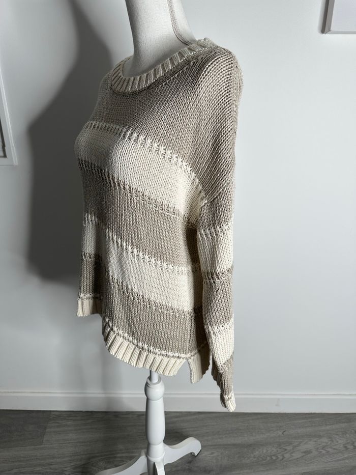 Pull en maille oversize beige et crème Massimo Dutti T40 L - photo numéro 4
