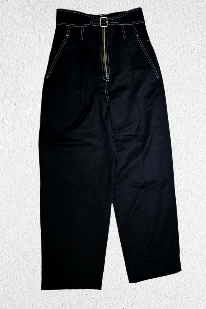 Sandro - Pantalon droit coton zippé ceinturé - Gatiene (p6138e) XS - neuf étiquettes