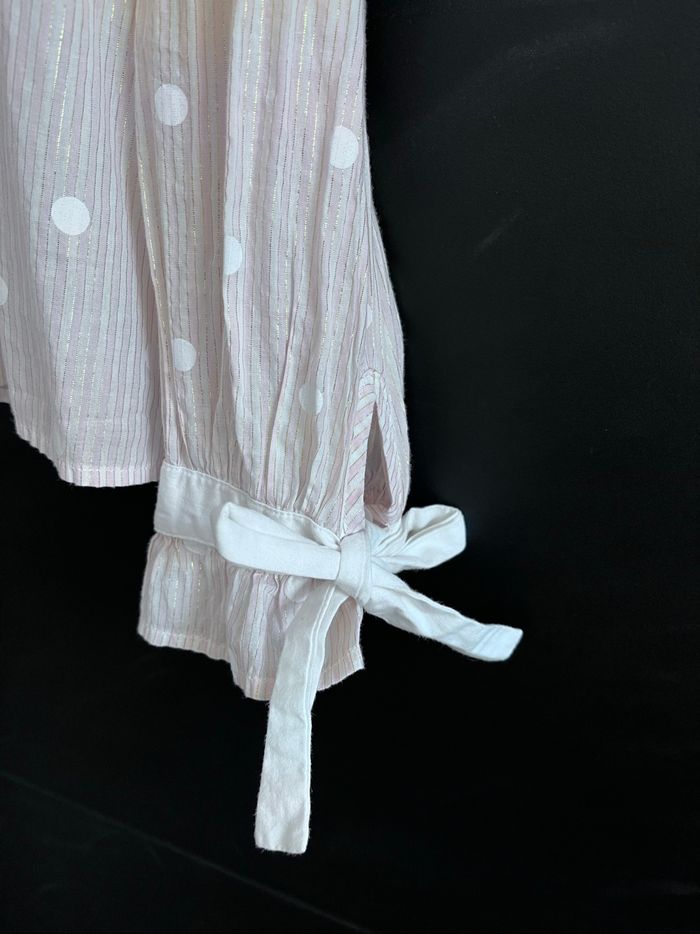 Chemisier à pois blancs, rose pâle blanc et fils doré. - photo numéro 5