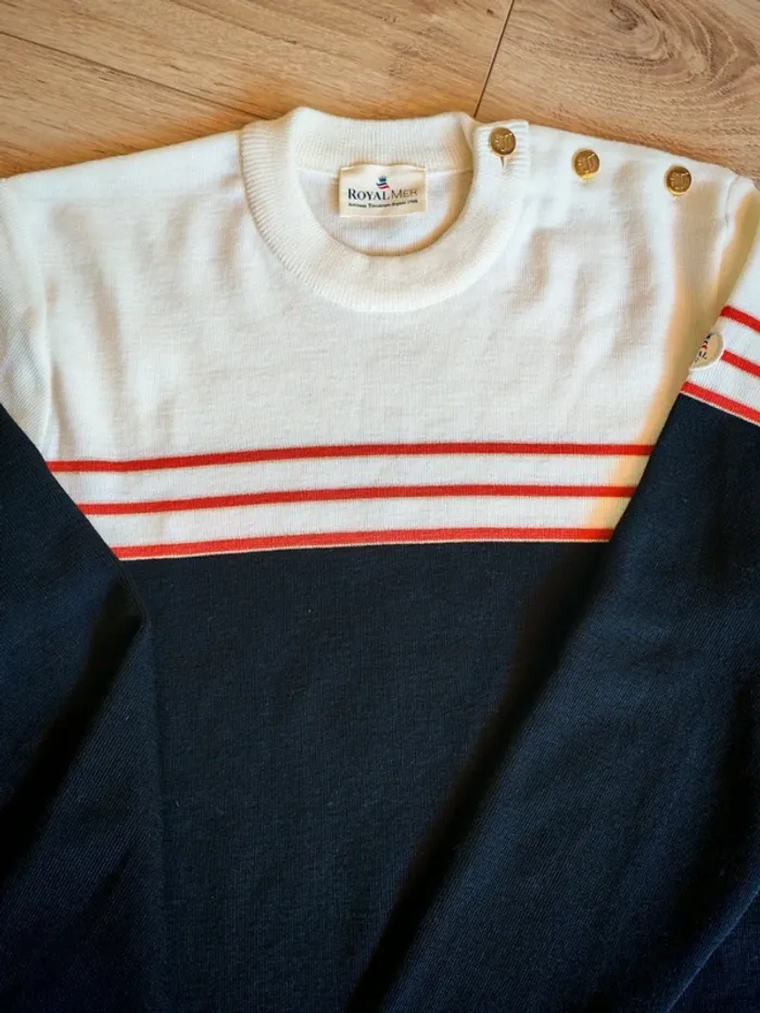 Pull rayé marin pure laine Royal Mer 100% laine vierge - photo numéro 2