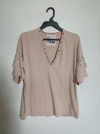 T-shirt rose poudré OPM à œillets
