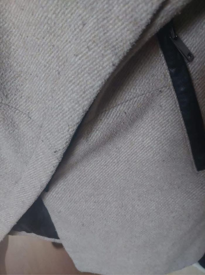 Manteau long bi matière beige/noir Bershka T.M BE 🧥 - photo numéro 5