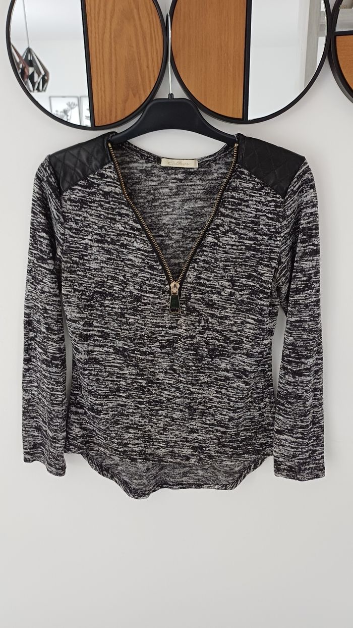 Pull femme gris noir