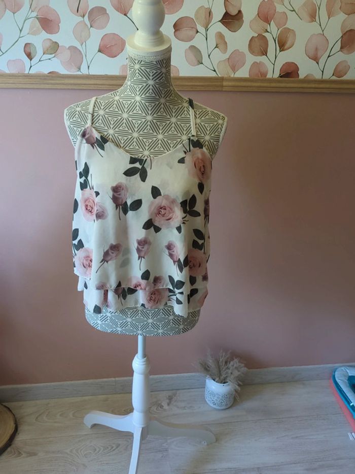 Débardeur voile rose taille 38 40