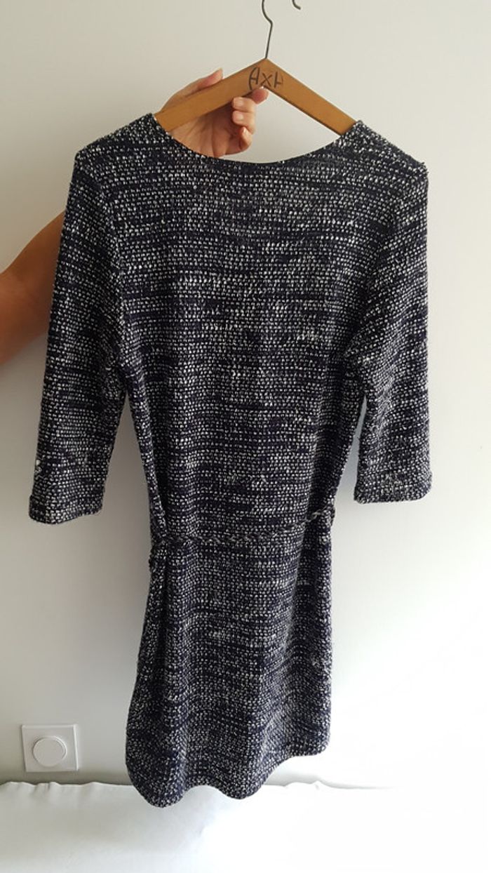 Robe Automne Hiver Manches 3/4  Bleu fils doré et Ceinture  Taille S - photo numéro 8