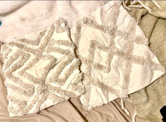 2 housses coussin beige crème  40×40cm