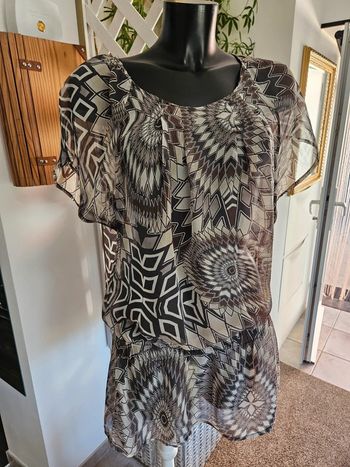 Camaïeu haut transparent en soie taille 44