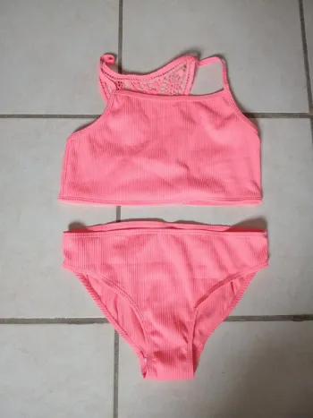 Maillot de bain 2 pièces brassière Primark orange fluo taille S