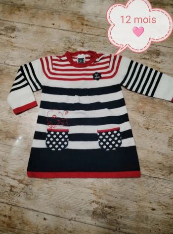 Jolie robe pull fille fine maille 12 mois