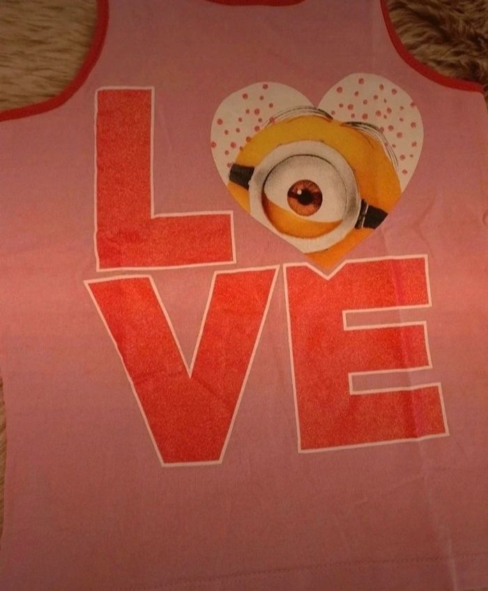 Debardeur rose les minions 8 ans - photo numéro 2