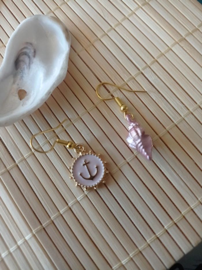 Boucles d'oreilles coquillage et ancre