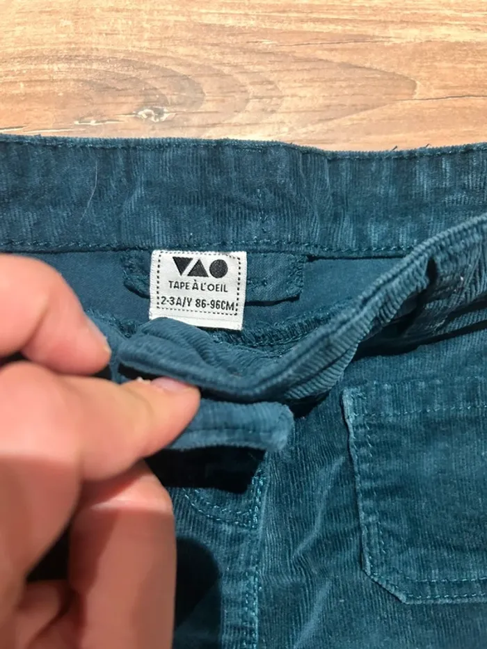 Pantalons velours vert canard tape à l’œil 2-3 ans - photo numéro 2