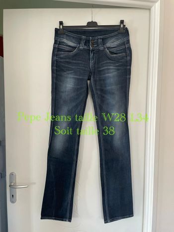 Jean extensible bleu taille basse coupe slim Pepe Jeans taille W28 L34 soit taille 38