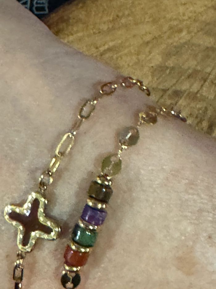 Lot de 2 bracelet grigri réglable acier inoxydable or - photo numéro 4