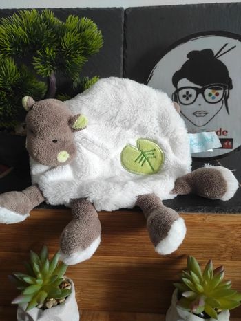 Doudou Hippopotame Bazile Feuille Baby Nat BN722 Vert Blanc Rond #geektradedoudo