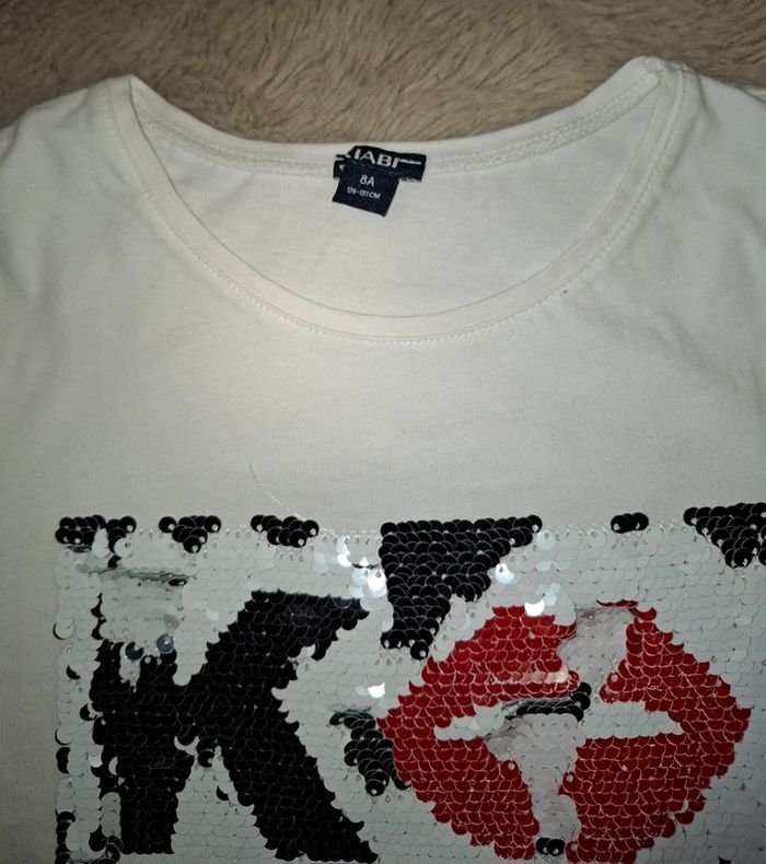 T shirt blanc kiabi Kiss 8 ans - photo numéro 5