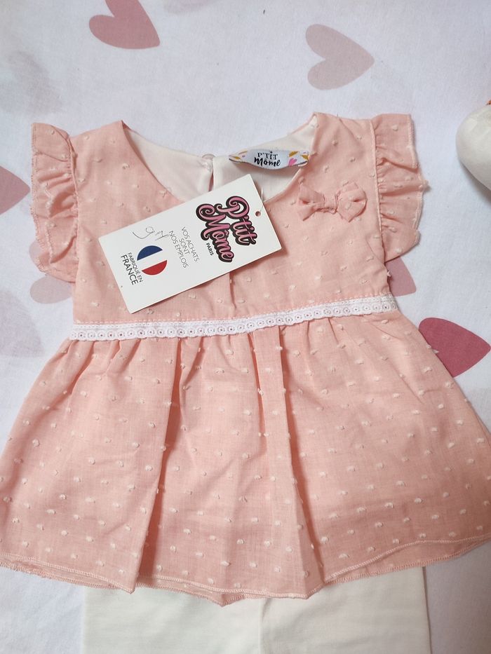 Ensemble bébé fille Rose pâle - 9 mois - Neuf avec étiquette - P'tit Môme - photo numéro 2