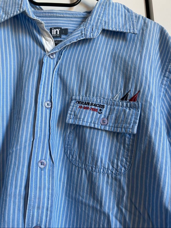 Chemise bleu à rayures Regular Fit Homme In Extenso Taille L - photo numéro 3