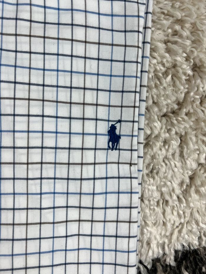 Chemise Ralph Lauren à carreaux blanc et bleu logo bleu taille XL style old money - photo numéro 2