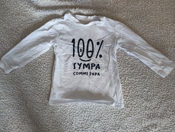 T-shirt manches longues 100% sympa comme papa T.18 mois