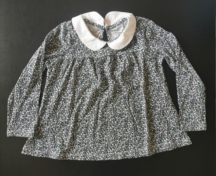 Tee shirt " floral col claudine" Monoprix _ 4 ans