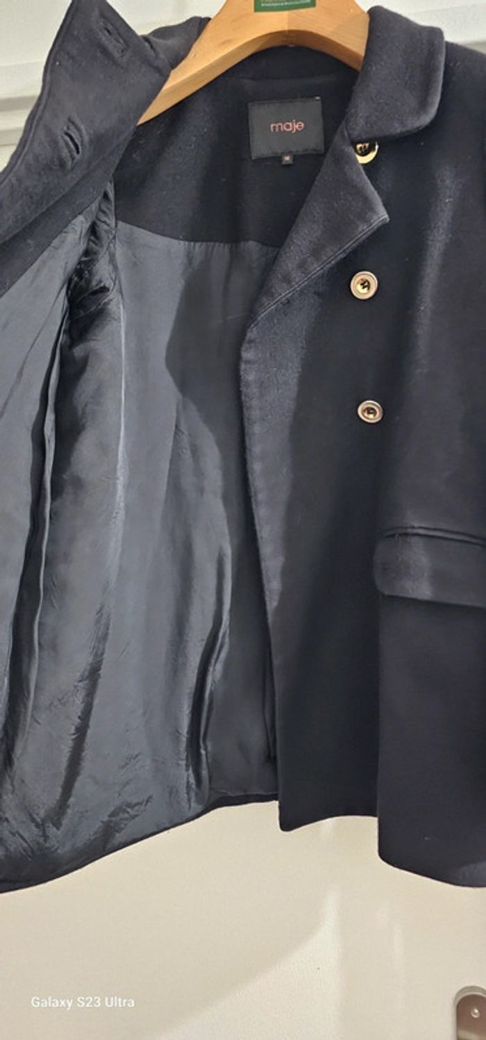 Manteau Caban laine coton Maje Taille 38