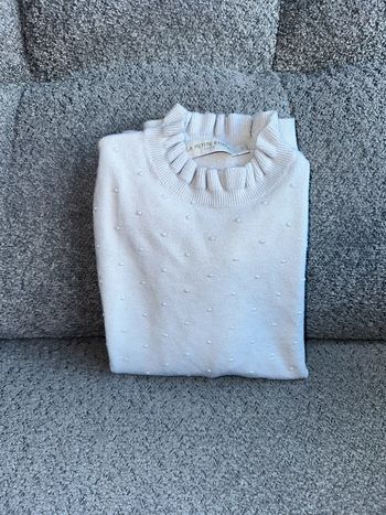 Pull col et manches volantés blanc La petite étoile