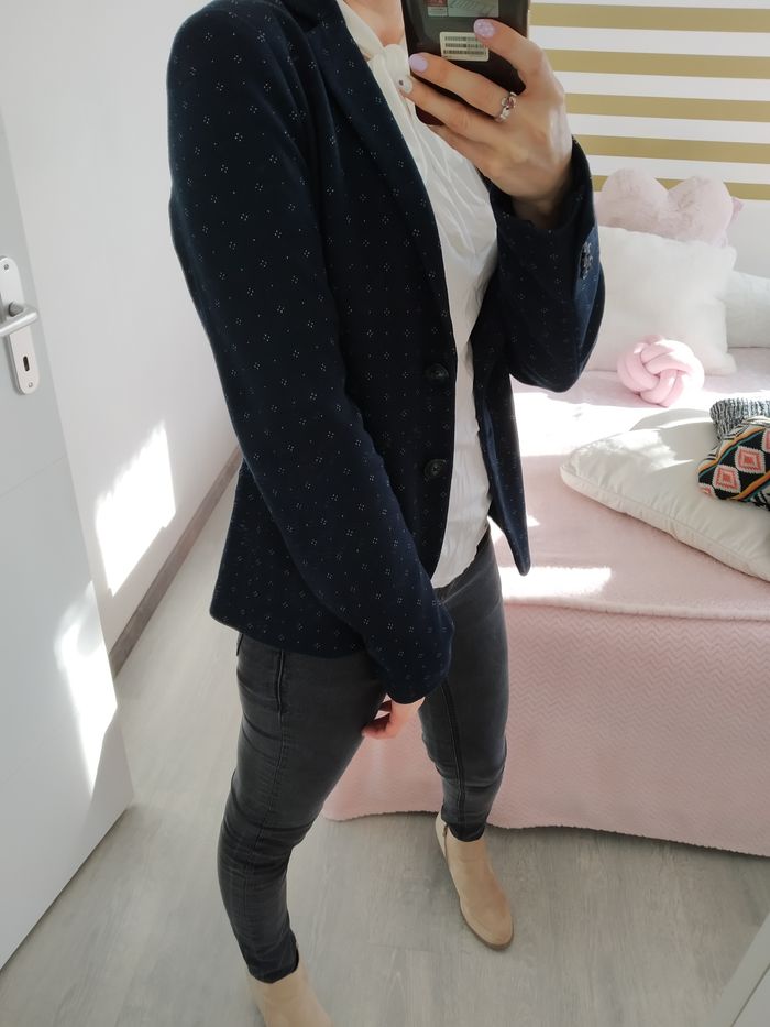 Blazer bleu motif - photo numéro 3