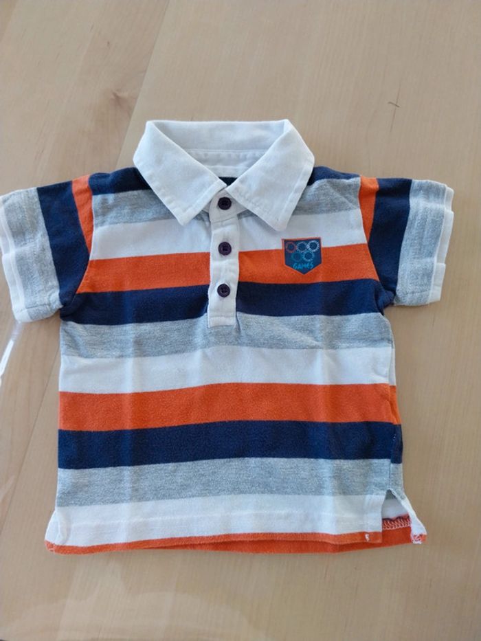 T-shirt polo rayé bébé 9 mois