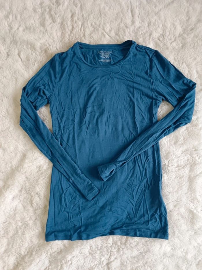 Teeshirt manche longue bleu Majestic Filatures