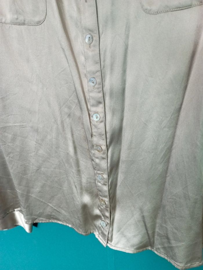 Chemise 100 % soie beige irisé - photo numéro 4