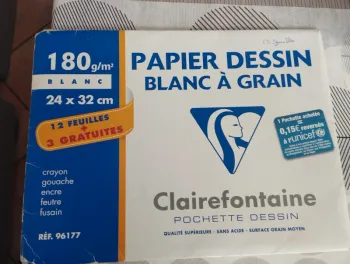 Pochette papier dessin blanc à grain