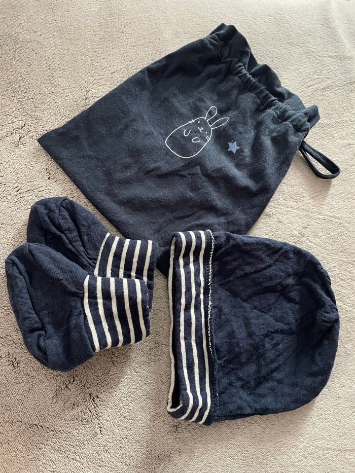 Lot chausson bonnet naissance