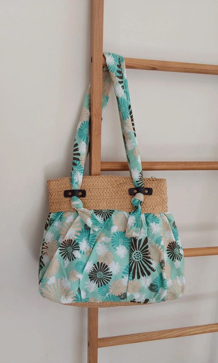 Sac bohème paille turquois Neuf avec Étiquette - photo numéro 6