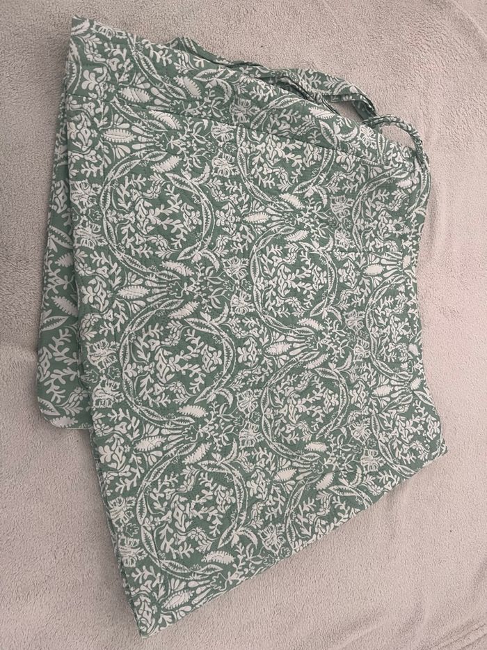 Jupe porte feuille court vert blanc