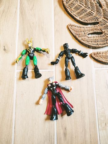 💫Lot 3 Figurines Bend and Flex Thor Loki et black panther Avengers Marvel marque Hasbro