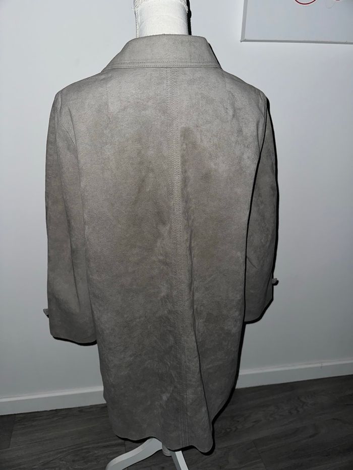 Manteau suédine gris détails tressés Vintage T42 XL - photo numéro 4
