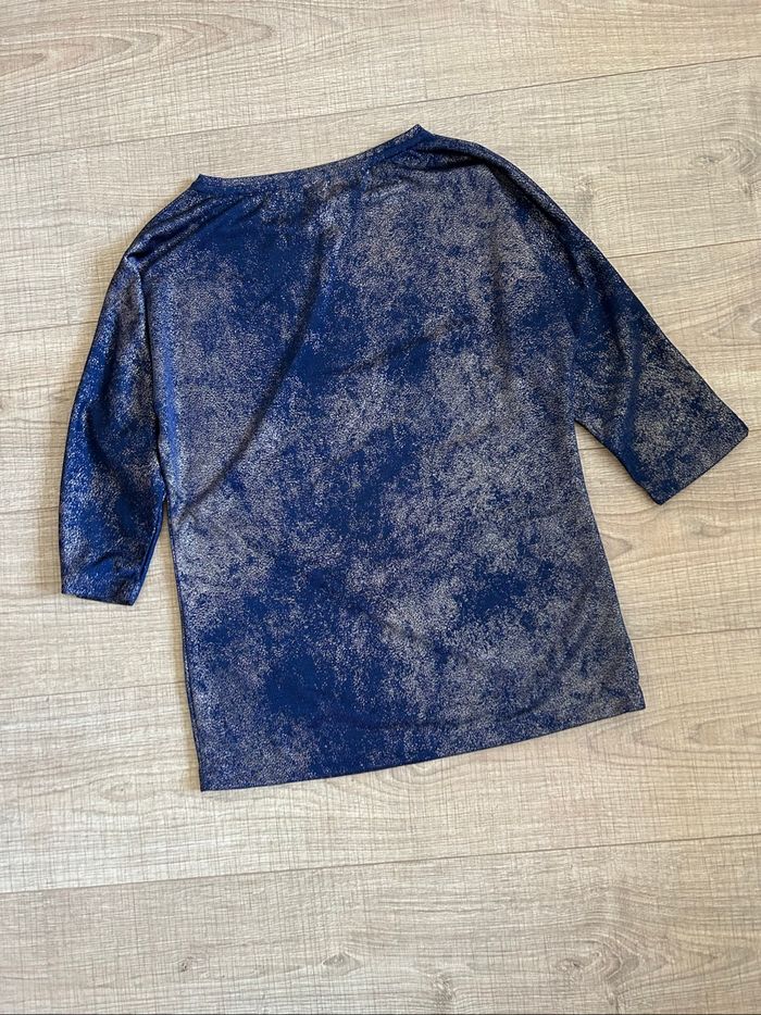 Blouse bleue marine et dorée Vila Joy taille S comme neuve - photo numéro 8