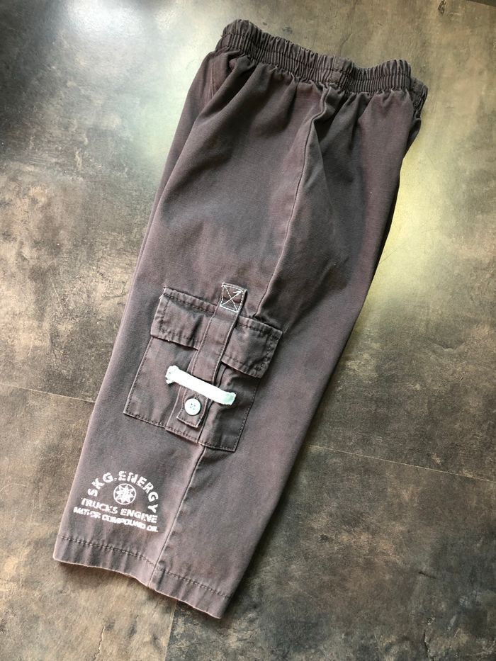 Pantalon cargo en toile gris et turquoise 18 mois - photo numéro 4