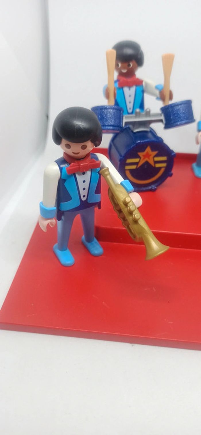 groupe de musiciens vintage avec instruments de musique et scène playmobil - photo numéro 2