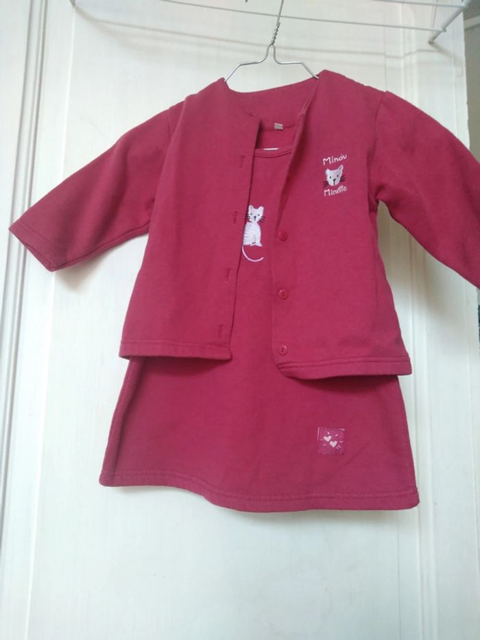 Superbe ensemble robe et gilet motif chat - photo numéro 3