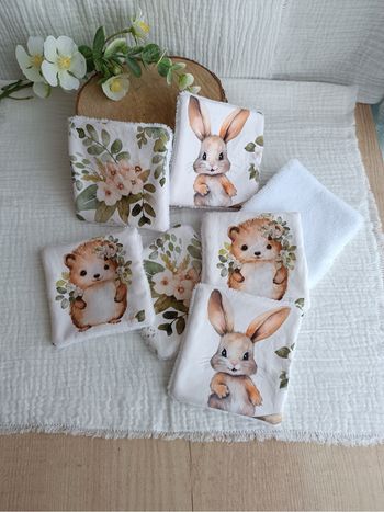 Lingettes lavables lapin hérisson