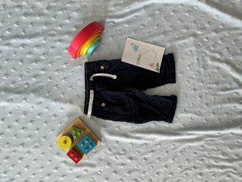 pantalon léger marine taille élastique et lien de serrage 12 mois kiabi