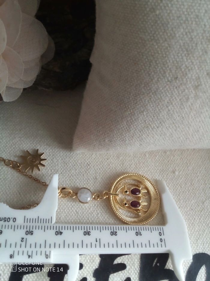 Collier médaillon aux 2 oiseaux et connecteur en pierre de lune - photo numéro 3