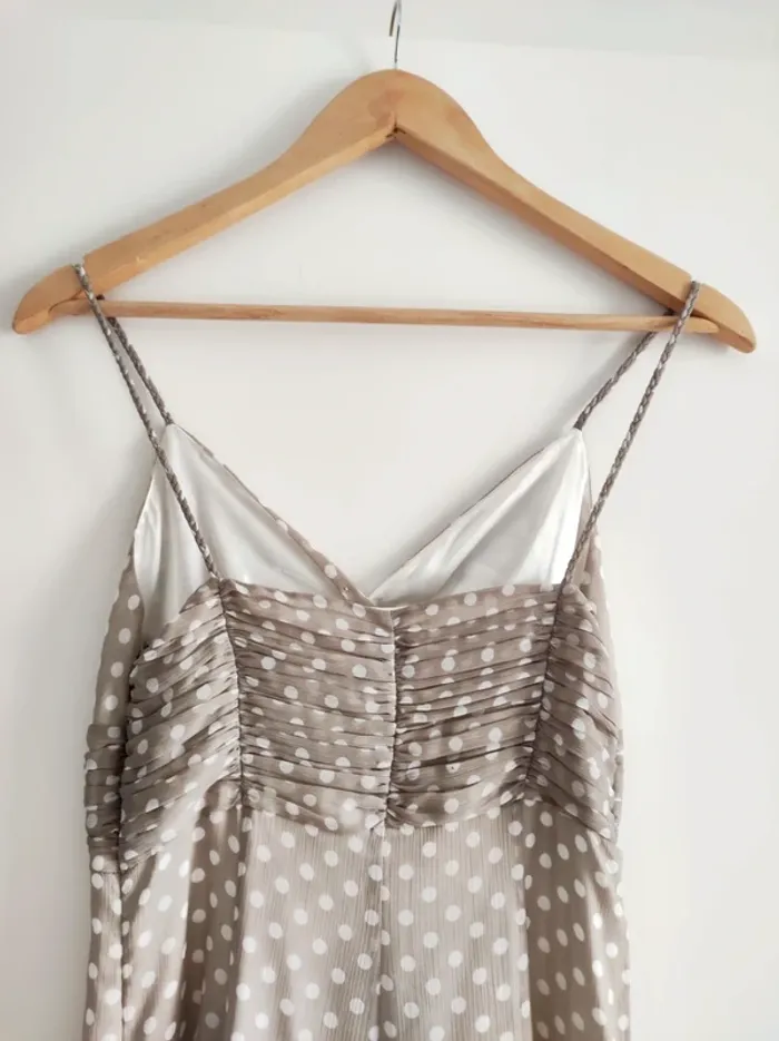Robe à pois beige et blanc - T36 - très bon état - photo numéro 6