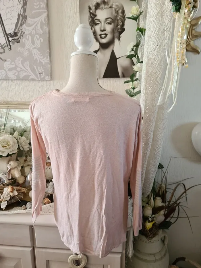 Pull fin rose poudre Cherry Taille 40/42 - photo numéro 4