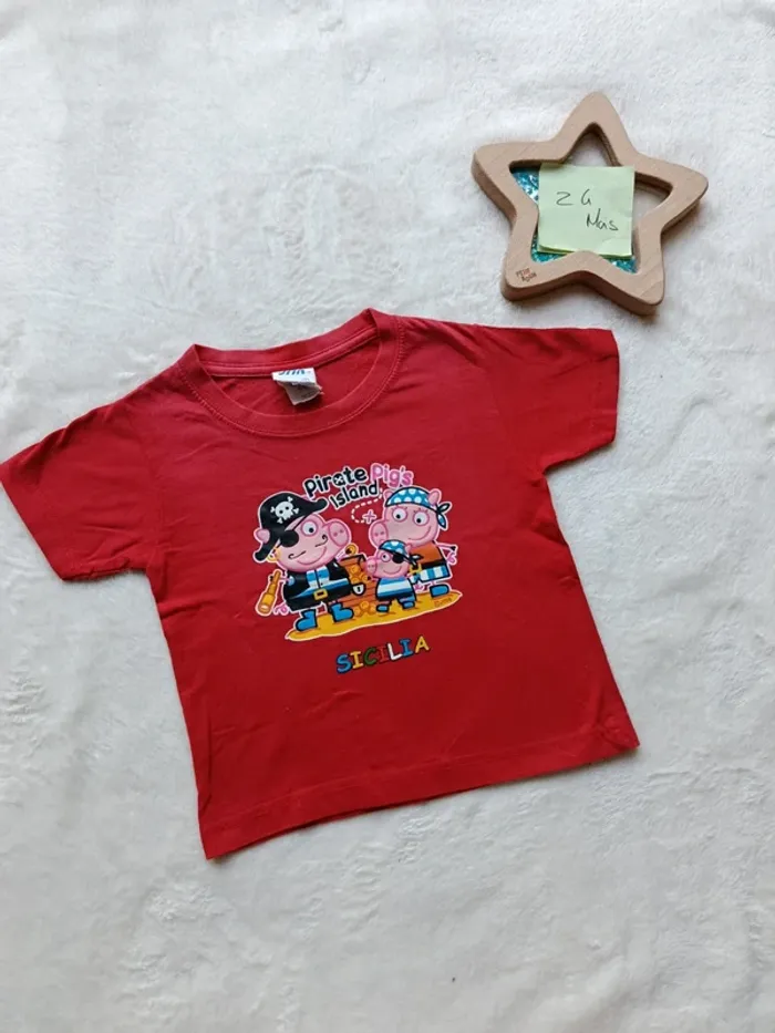T-shirt rouge Peppa pig Taille 24 mois