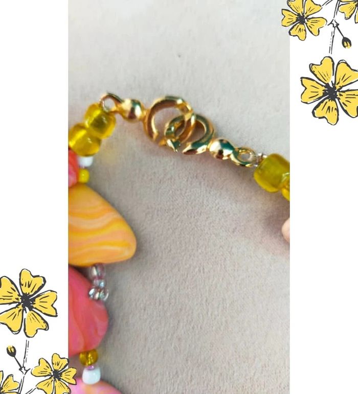 Collier fait main en pâte polymère – Nuances de rose et jaune pastel _ Collection Nuances de Rose - photo numéro 10
