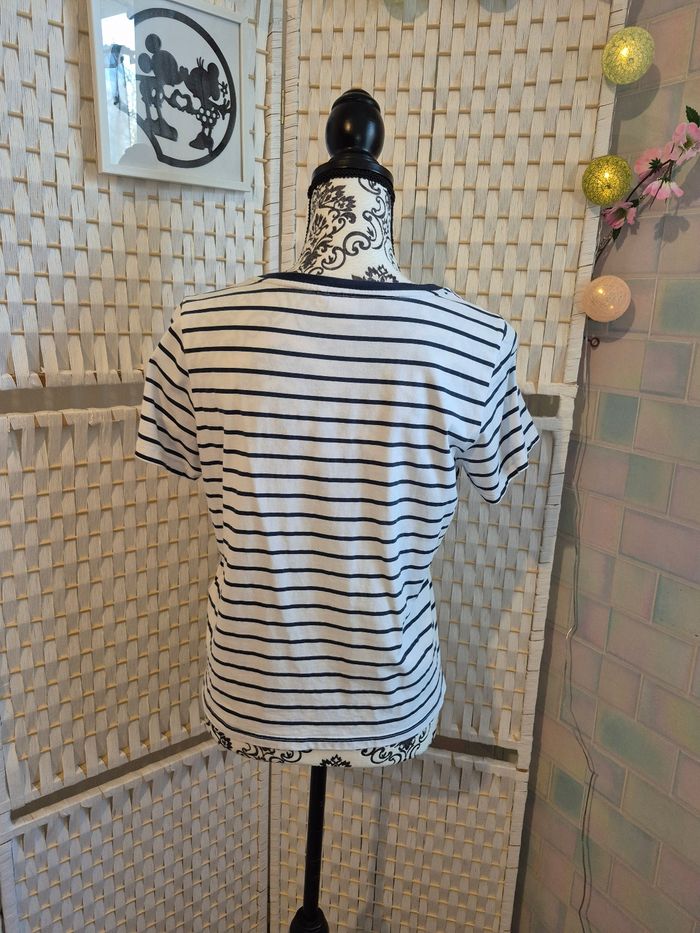 🏰 joli T-shirt Disney Mickey Mouse rayures marines femme TM / 38 - photo numéro 2