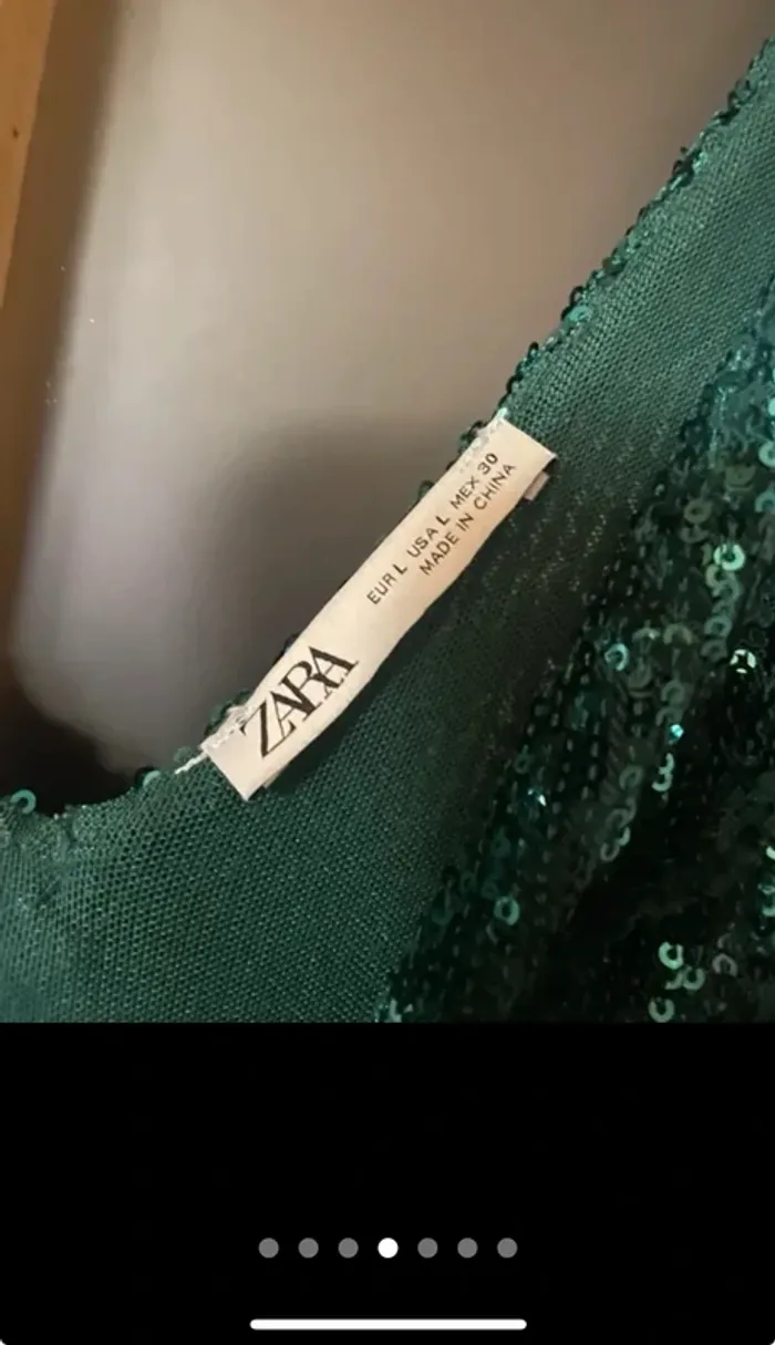 Magnifique robe verte sequins paillette Zara taille L - photo numéro 3